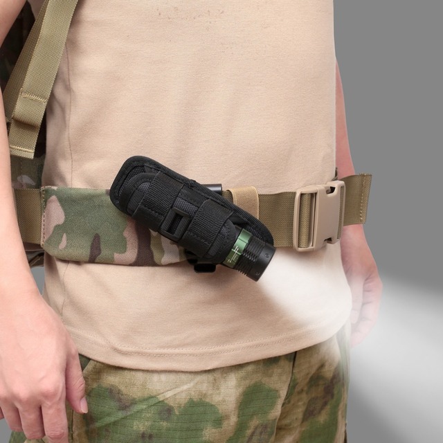 Tactical latarka z etui kabura Molle Belt 360 stopni obrotowy, pojemnik do przechowywania odkrytego oświetlenia na polowanie - akcesoria myśliwskie - Wianko - 3