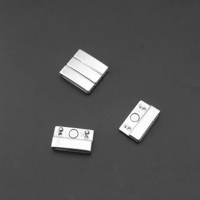 Płaskie mocne zapięcia magnetyczne - zestawy matowego/błyszczącego koloru srebrnego do płaskiego skórzanej bransoletki, do bransoletek o szerokości 10mm i 20mm - biżuteria DIY - Wianko - 10