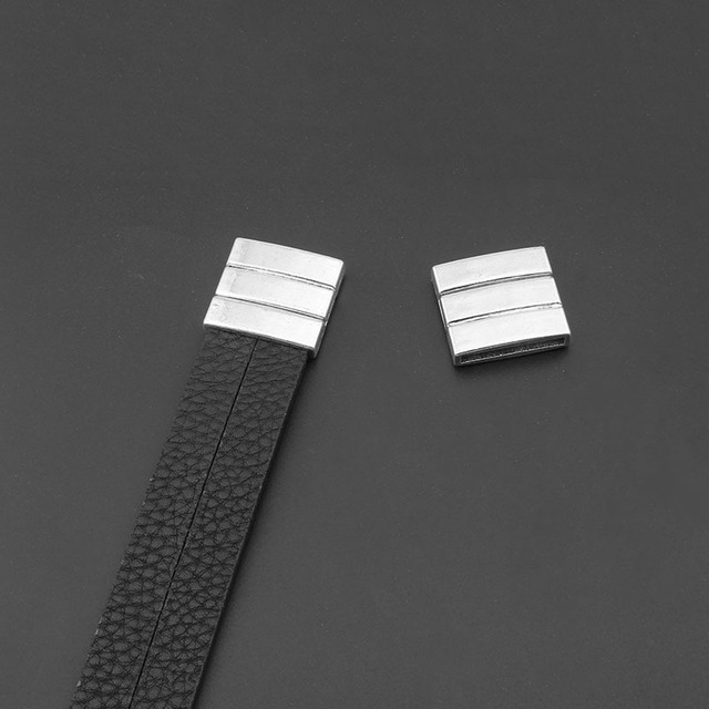 Płaskie mocne zapięcia magnetyczne - zestawy matowego/błyszczącego koloru srebrnego do płaskiego skórzanej bransoletki, do bransoletek o szerokości 10mm i 20mm - biżuteria DIY - Wianko - 8
