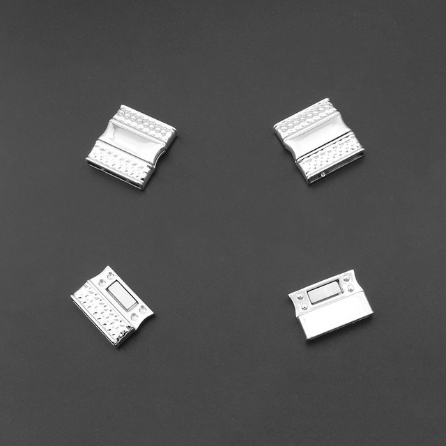 Płaskie mocne zapięcia magnetyczne - zestawy matowego/błyszczącego koloru srebrnego do płaskiego skórzanej bransoletki, do bransoletek o szerokości 10mm i 20mm - biżuteria DIY - Wianko - 4