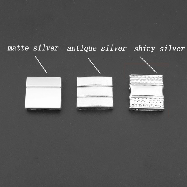 Płaskie mocne zapięcia magnetyczne - zestawy matowego/błyszczącego koloru srebrnego do płaskiego skórzanej bransoletki, do bransoletek o szerokości 10mm i 20mm - biżuteria DIY - Wianko - 1