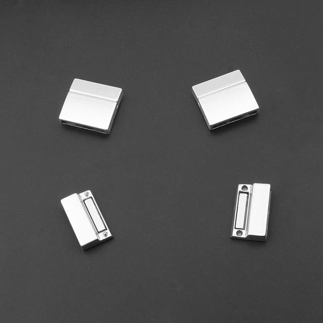 Płaskie mocne zapięcia magnetyczne - zestawy matowego/błyszczącego koloru srebrnego do płaskiego skórzanej bransoletki, do bransoletek o szerokości 10mm i 20mm - biżuteria DIY - Wianko - 3