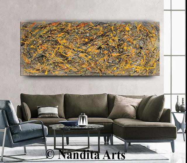Malarstwo akrylowe Jackson Pollock - abstrakcyjne, niepowtarzalne dzieło sztuki na ścianę - Wianko - 5