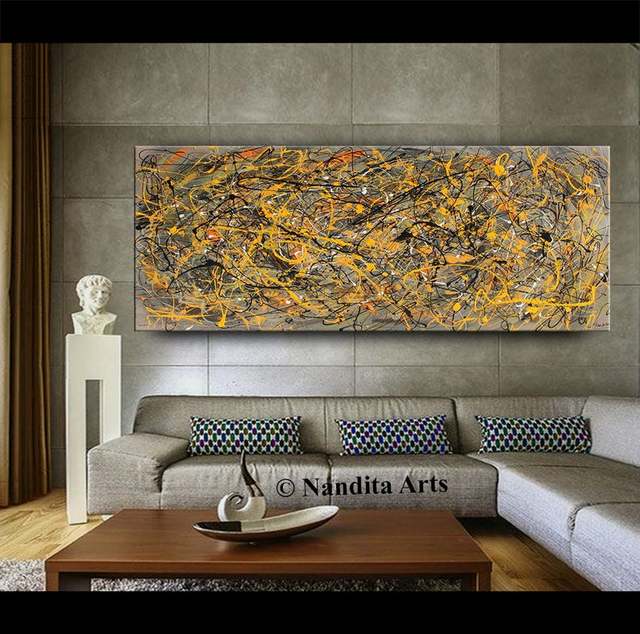 Malarstwo akrylowe Jackson Pollock - abstrakcyjne, niepowtarzalne dzieło sztuki na ścianę - Wianko - 4