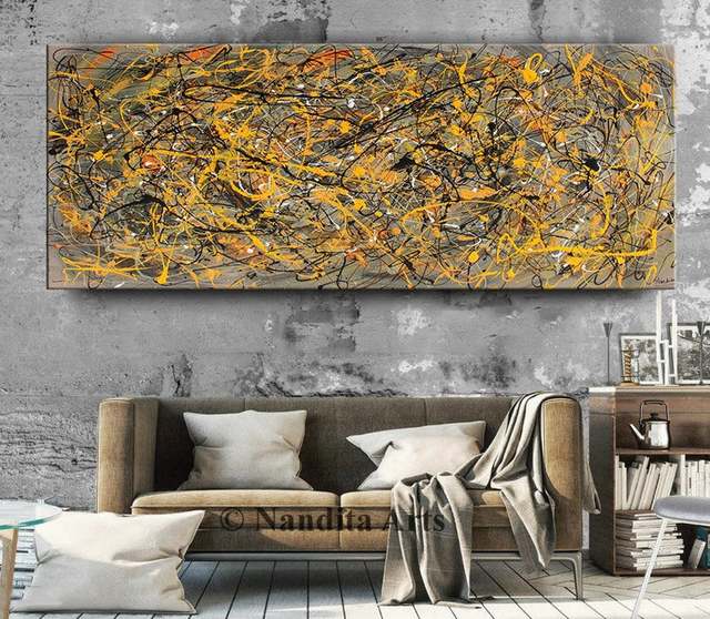 Malarstwo akrylowe Jackson Pollock - abstrakcyjne, niepowtarzalne dzieło sztuki na ścianę - Wianko - 6