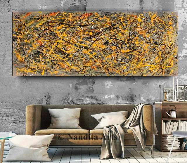 Malarstwo akrylowe Jackson Pollock - abstrakcyjne, niepowtarzalne dzieło sztuki na ścianę - Wianko - 1