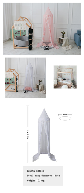 Nowa trójwymiarowa moskitiera na łóżko dla dzieci z tasiemkami, szyfonowymi kulkami i koronkowymi zdobieniami - Wianko - 1