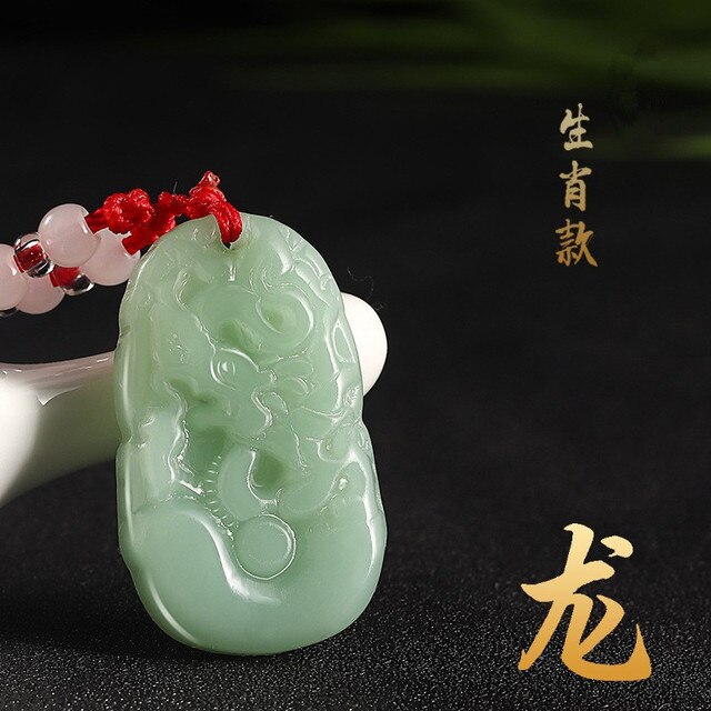 Imitacja wisiorka z chińskim zodiakiem - naszyjnik z jadeitem awenturyn w tranzytowym czerwonym sznurku zielonego jadeitu - Wianko - 10
