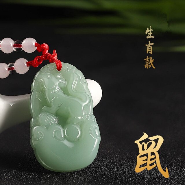 Imitacja wisiorka z chińskim zodiakiem - naszyjnik z jadeitem awenturyn w tranzytowym czerwonym sznurku zielonego jadeitu - Wianko - 7