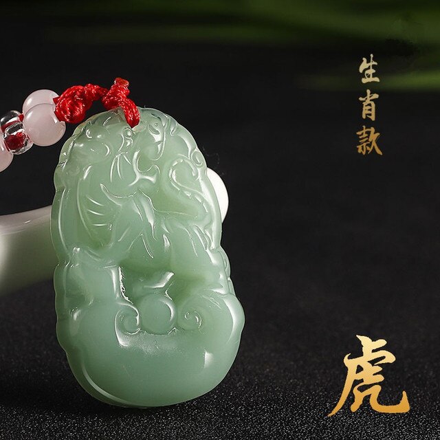 Imitacja wisiorka z chińskim zodiakiem - naszyjnik z jadeitem awenturyn w tranzytowym czerwonym sznurku zielonego jadeitu - Wianko - 8