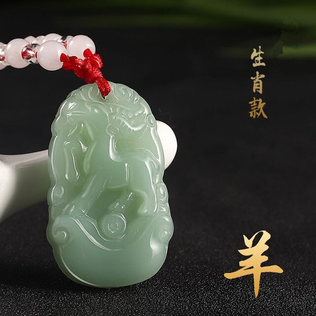 Imitacja wisiorka z chińskim zodiakiem - naszyjnik z jadeitem awenturyn w tranzytowym czerwonym sznurku zielonego jadeitu - Wianko - 13