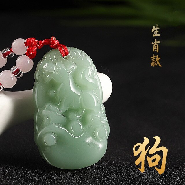 Imitacja wisiorka z chińskim zodiakiem - naszyjnik z jadeitem awenturyn w tranzytowym czerwonym sznurku zielonego jadeitu - Wianko - 3