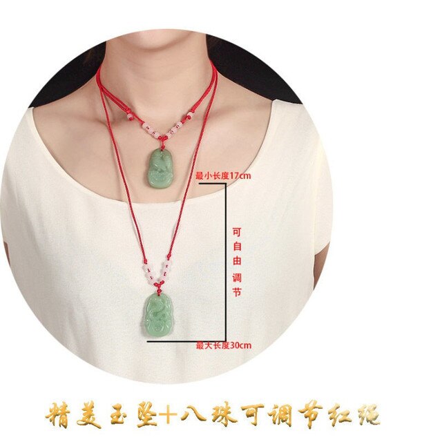 Imitacja wisiorka z chińskim zodiakiem - naszyjnik z jadeitem awenturyn w tranzytowym czerwonym sznurku zielonego jadeitu - Wianko - 4