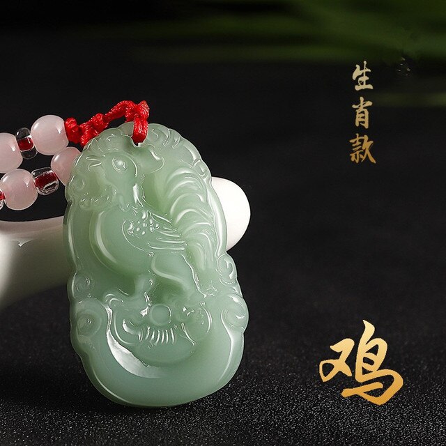 Imitacja wisiorka z chińskim zodiakiem - naszyjnik z jadeitem awenturyn w tranzytowym czerwonym sznurku zielonego jadeitu - Wianko - 5