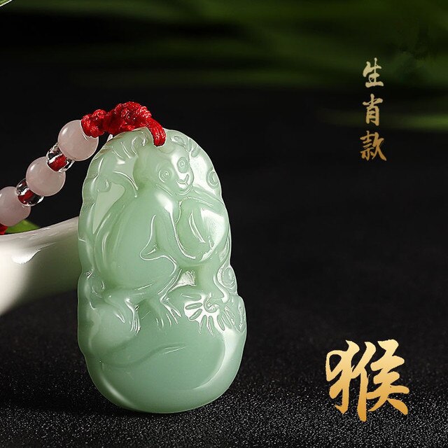Imitacja wisiorka z chińskim zodiakiem - naszyjnik z jadeitem awenturyn w tranzytowym czerwonym sznurku zielonego jadeitu - Wianko - 14