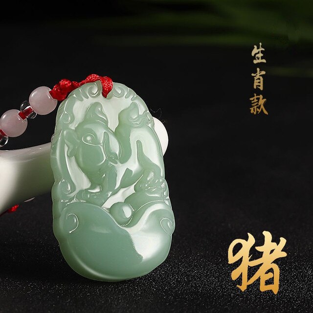 Imitacja wisiorka z chińskim zodiakiem - naszyjnik z jadeitem awenturyn w tranzytowym czerwonym sznurku zielonego jadeitu - Wianko - 2