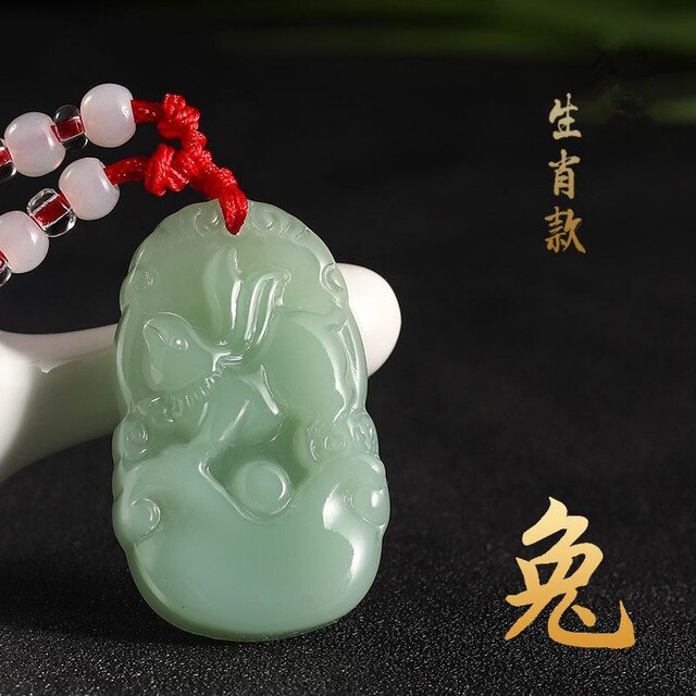 Imitacja wisiorka z chińskim zodiakiem - naszyjnik z jadeitem awenturyn w tranzytowym czerwonym sznurku zielonego jadeitu - Wianko - 9