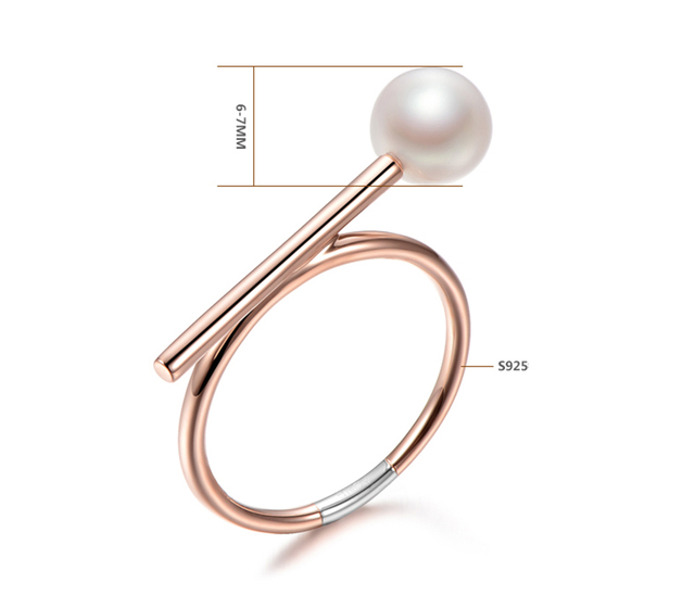 Pierścionek GN Pearl 18K Rose z białą naturalną perłą słodkowodną, pokryty złotem, w nowoczesnym stylu - biżuteria dla kobiet - Wianko - 5