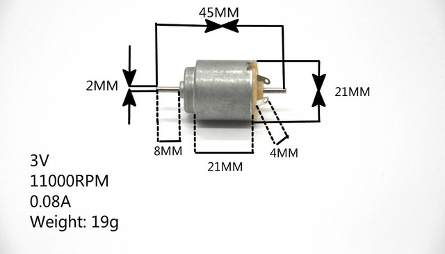 Silnik prądu stałego DC 21x25mm 3V 11000 obr/min 0.08A 2mm oś - Wianko - 1