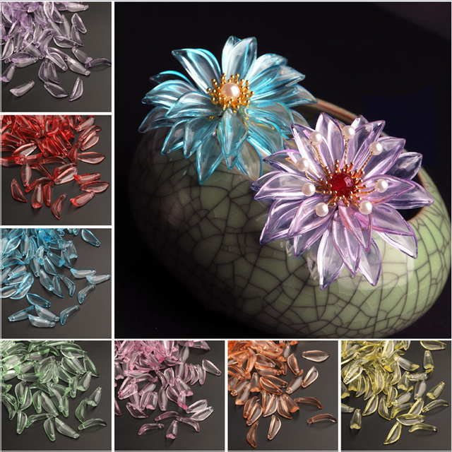 10 sztuk wisiorków w kształcie płatków kwiatu z wierconym kryształem o wymiarach 8x22mm, wykonanych z lampworkowego szkła do samodzielnego tworzenia biżuterii - Wianko - 1