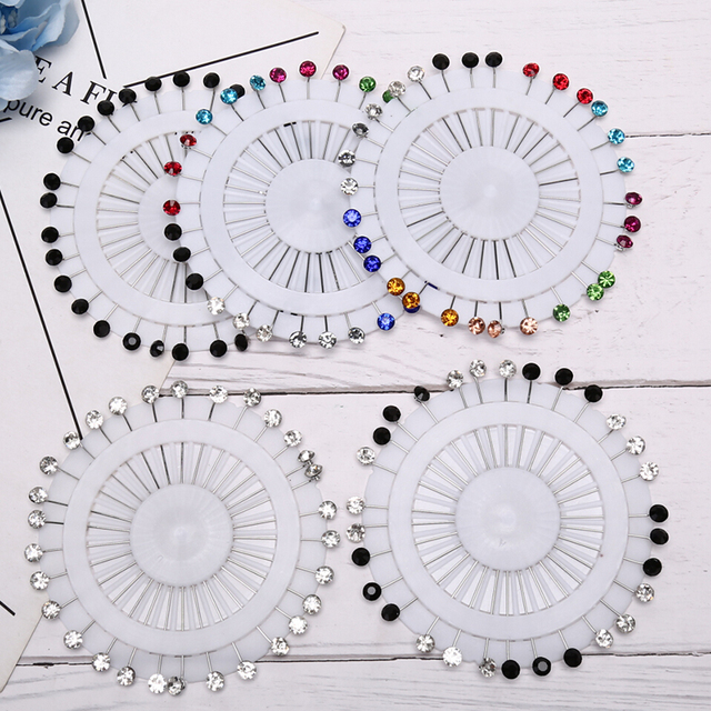 Zestaw 30 sztuk kolorowych broszek do krawiectwa z kryształkami Snag Hidżab CrystalCraft - Wianko - 10