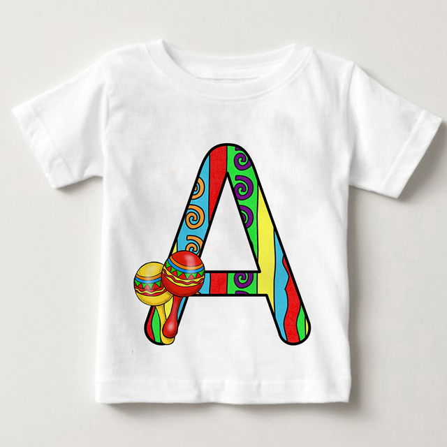 Unisex T-shirt cukierki kolor alfabet lato 2021 Harajuku Retro moda dzieci - Wianko - 2