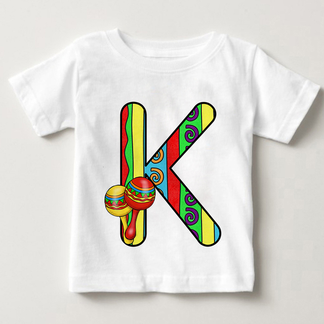 Unisex T-shirt cukierki kolor alfabet lato 2021 Harajuku Retro moda dzieci - Wianko - 12