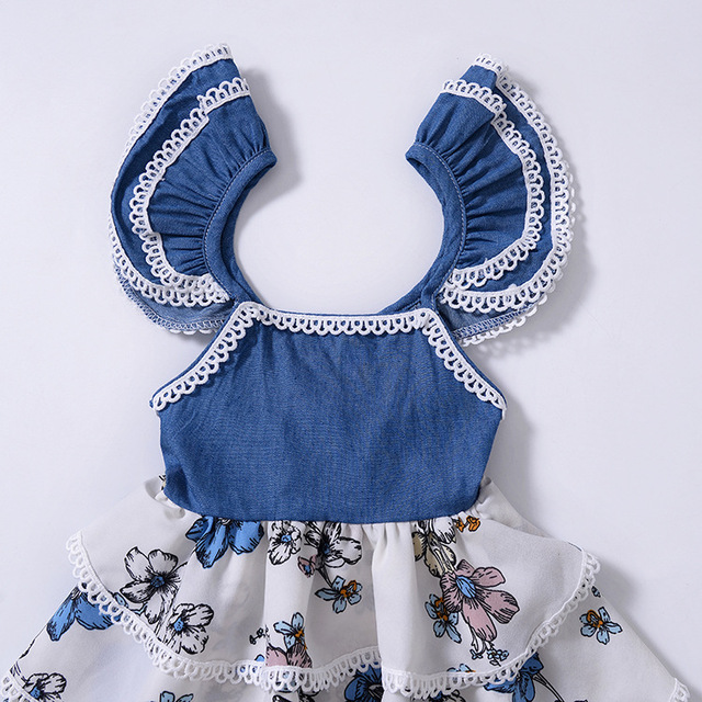Sukienka dziewczęca z koronkowymi rękawami i wzorem drukowanym na materiale - Wianko - 8