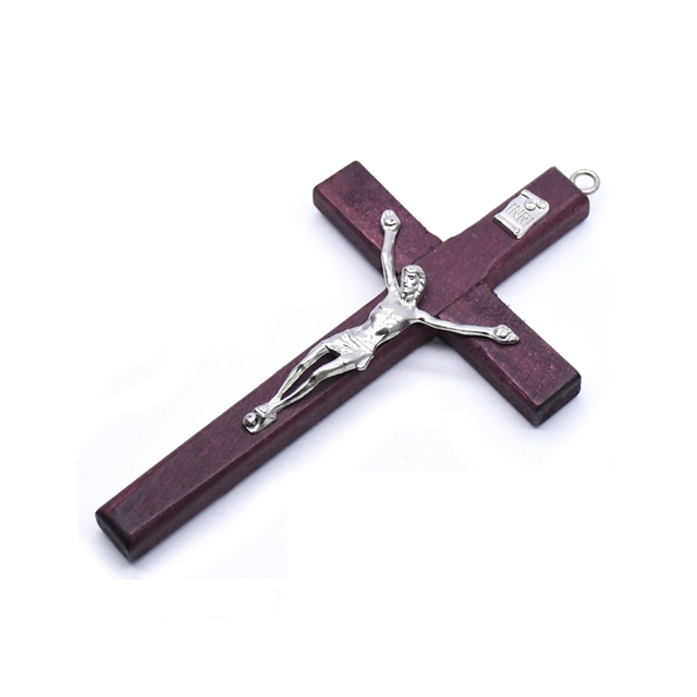 Drewniany naszyjnik religijny z wisiorkiem Jeżus na krzyżu - krucyfiks z łańcuchem dla mężczyzn - Wianko - 7