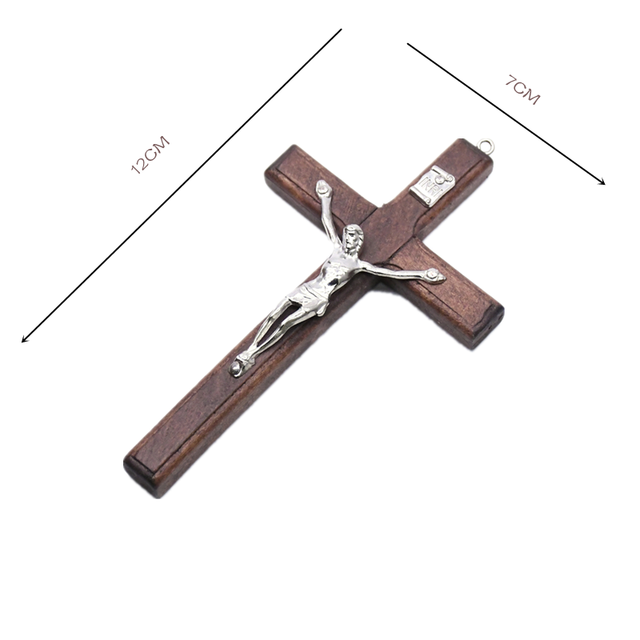Drewniany naszyjnik religijny z wisiorkiem Jeżus na krzyżu - krucyfiks z łańcuchem dla mężczyzn - Wianko - 5