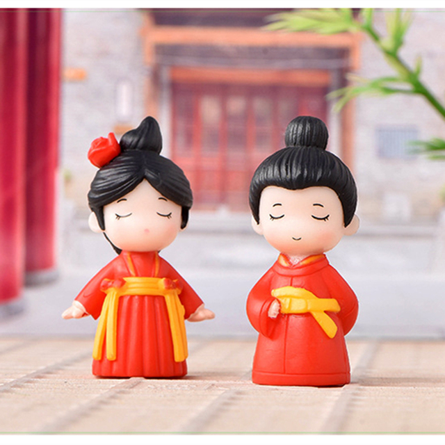 Figurka para chińska miłośników, miniaturowe ogrodowe rzemiosło żywiczne, dekoracje ślubne - Wianko - 5