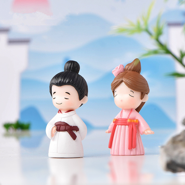 Figurka para chińska miłośników, miniaturowe ogrodowe rzemiosło żywiczne, dekoracje ślubne - Wianko - 8
