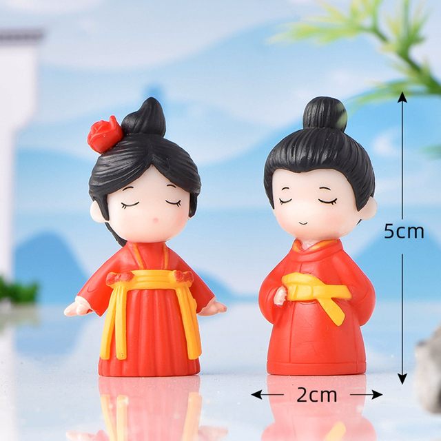 Figurka para chińska miłośników, miniaturowe ogrodowe rzemiosło żywiczne, dekoracje ślubne - Wianko - 3