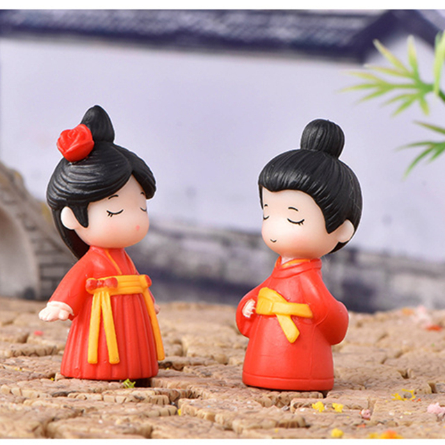 Figurka para chińska miłośników, miniaturowe ogrodowe rzemiosło żywiczne, dekoracje ślubne - Wianko - 6