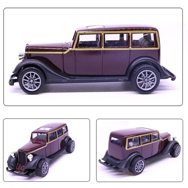 Metalowy samochód kolekcjonerski 1:43, model klasycznego pojazdu dla dzieci, fioletowy, wycofany Diecast - Wianko - 1