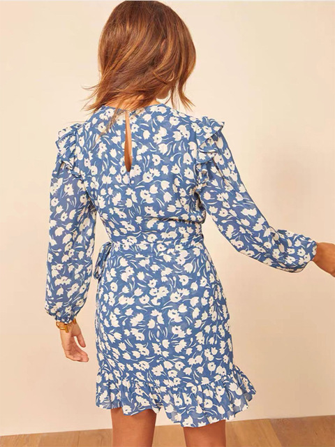 Ręcznie robiona tkanina na sukienkę haute couture z niebieskim kwiatowym wzorem, made in Europe and America - Wianko - 11