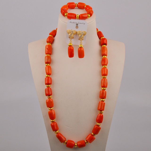 Czerwony koralowy naszyjnik ślubny z naturalnego koralu dla panny młodej - zestaw biżuterii AU-635 - Wianko - 8