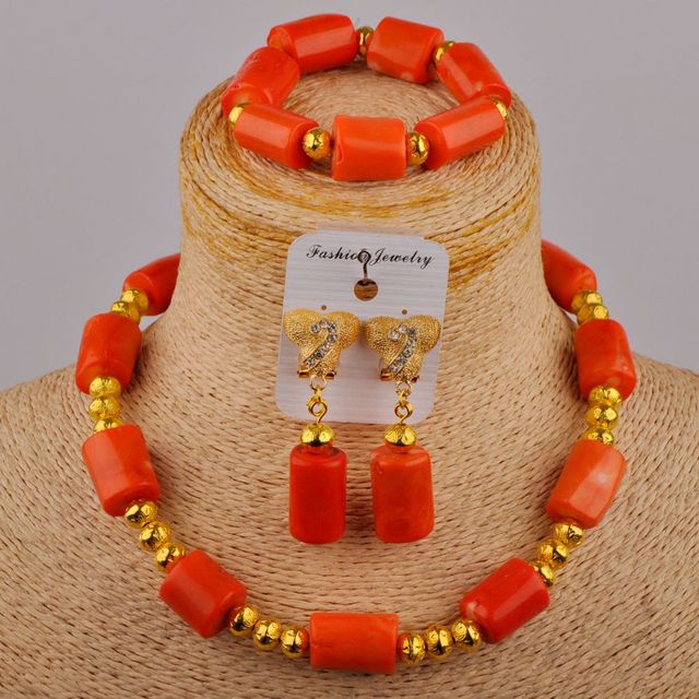 Czerwony koralowy naszyjnik ślubny z naturalnego koralu dla panny młodej - zestaw biżuterii AU-635 - Wianko - 4