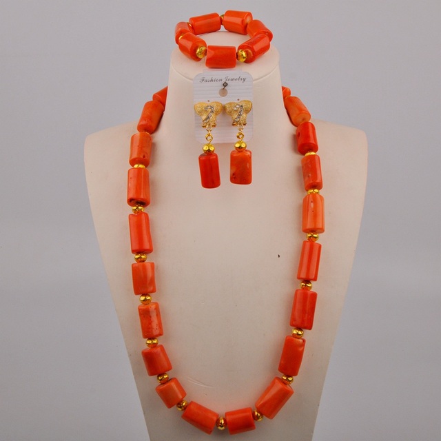 Czerwony koralowy naszyjnik ślubny z naturalnego koralu dla panny młodej - zestaw biżuterii AU-635 - Wianko - 9