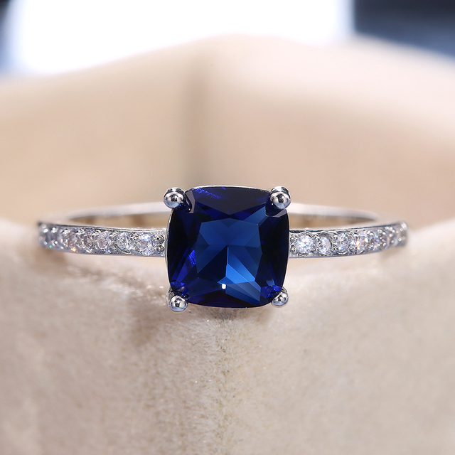 Trendy głęboki błękit kryształowe kamienne obrączki ślubne dla kobiet - wykwintna biżuteria na palce, wysokiej jakości - Wianko - 7