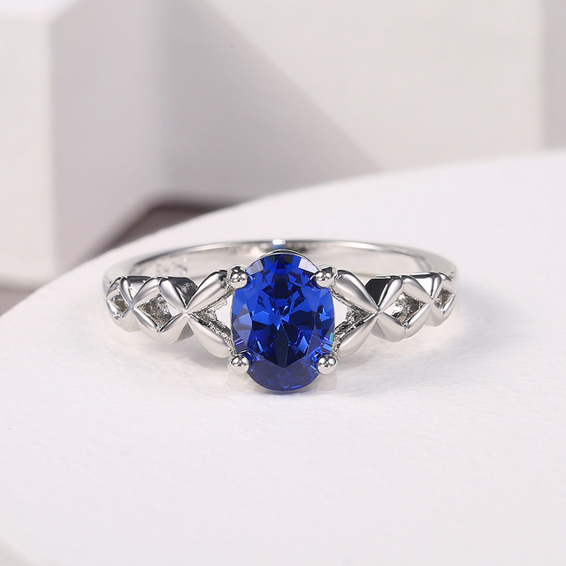 Trendy głęboki błękit kryształowe kamienne obrączki ślubne dla kobiet - wykwintna biżuteria na palce, wysokiej jakości - Wianko - 12