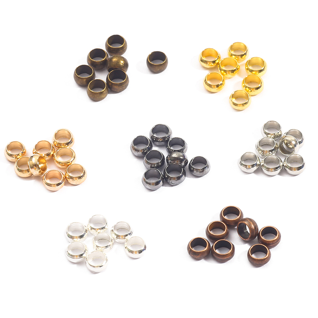 Miedziane metalowe koraliki do biżuterii DIY 1.5-3.5mm z dużymi otworami – elementy wykończeniowe do ręcznie robionych bransoletek, naszyjników i kolczyków - Wianko - 2