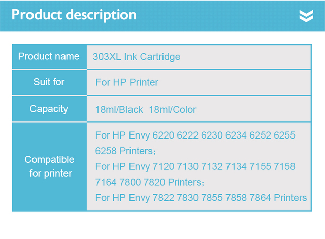 Aecteach 303XL - kompatybilny wkład z atramentem do drukarek HP 303xl (zamiennik) dla modeli 6220, 6230, 6232, 6234, 7130, 7134, 7830 - Wianko - 2
