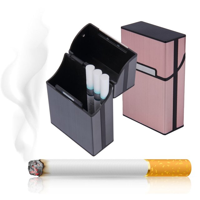 Papierośnica przenośna z magnesem - wytrzymała, slim aluminium - zapobiega zgnieceniom i pleśnieniu papierosów - Wianko - 6