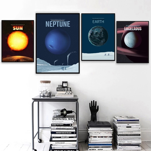 Kreatywne plakaty malarstwa na płótnie Neptune Earth Sun Universe Planet - idealne do dekoracji wnętrz salonu - Wianko - 3