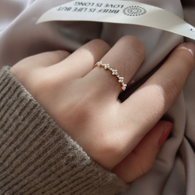 Nowy pierścionek kwiatowy z cyrkoniami - biżuteria romantyczna dla kobiet - Wianko - 1
