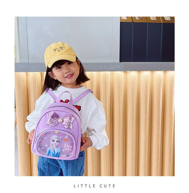 Plecak przedszkolny Frozen PU z motywem księżniczki Elzy dla dzieci 3-9 lat - wielokolorowy - Wianko - 1