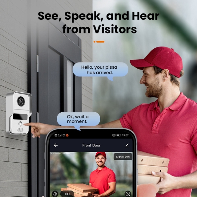 Wideodomofon IP H.265 1080P z WiFi i aplikacją Tuya - inteligentne urządzenie do drzwi z pełnym dupleksem, zdjęciem wideo i kamerą - Wianko - 4