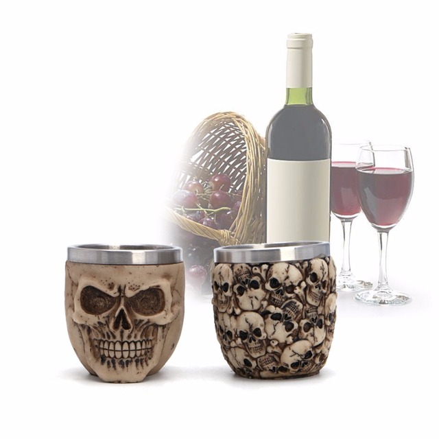 Kubek do picia ze stali nierdzewnej z żywicznym wzorem czaszki - idealny na Halloween - Wianko - 4