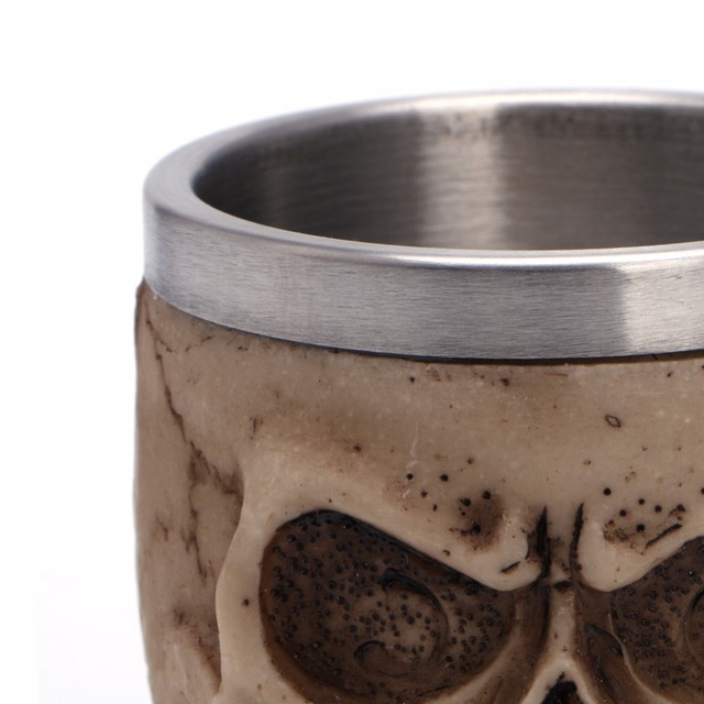 Kubek do picia ze stali nierdzewnej z żywicznym wzorem czaszki - idealny na Halloween - Wianko - 9